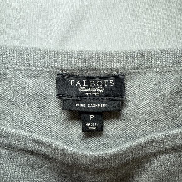 Talbots Petite Sweater Womens P Gray Pure Cashmere Pullover Crewneck Soft Knit - Picture 2 of 12